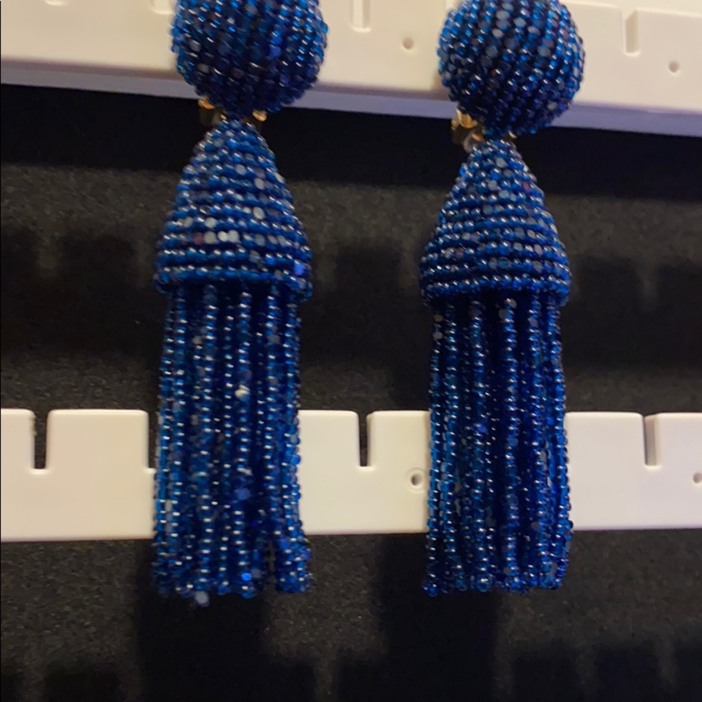 Oscar de la Renta beaded clip on tassel earrings